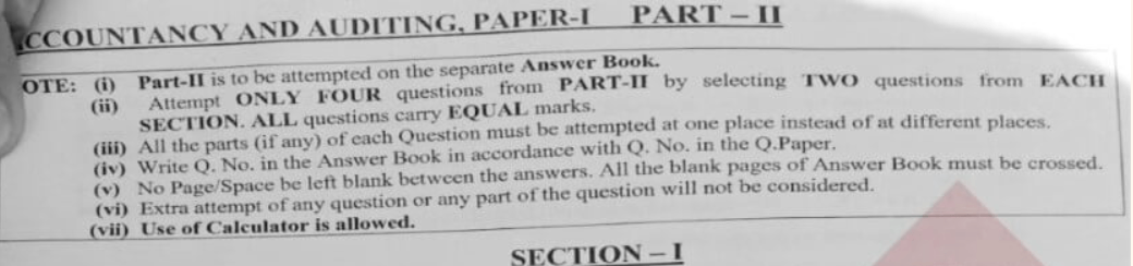 CSS Past Paper Accountancy & Auditing 2024