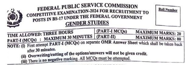 CSS Past Paper Gender Studies 2024
