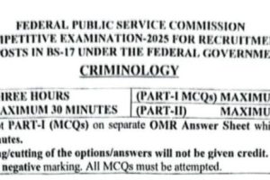 CSS Past Paper Criminology 2025