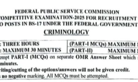 CSS Past Paper Criminology 2025