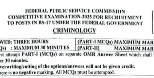 CSS Past Paper Criminology 2025