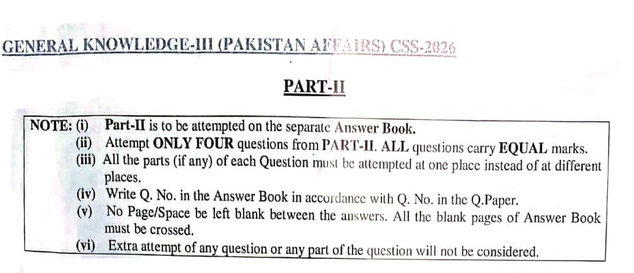 CSS Past Paper Pakistan Affairs 2026